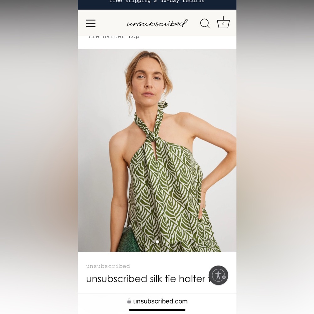 NWT Unsubscribed Washable Silk Tie Halter Top